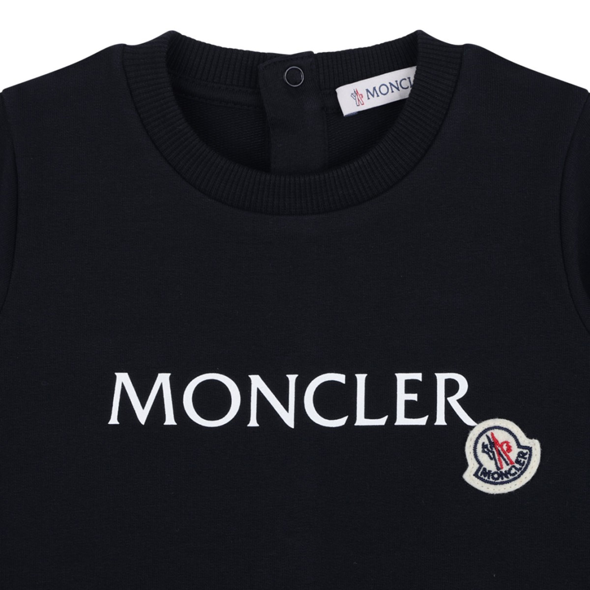 Navy Blue Stretch Cotton Romper With Logo