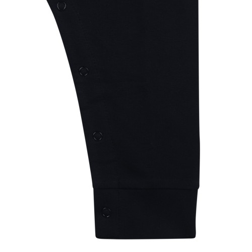 Navy Blue Stretch Cotton Romper With Logo