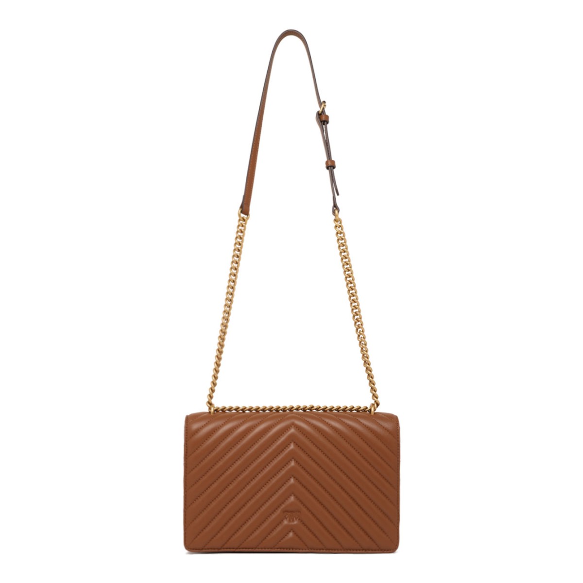 Brown Quilted Chevron Love Shoulder Bag