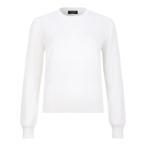 White Textured Knit Sweater