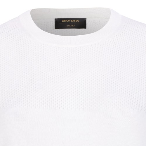 White Textured Knit Sweater