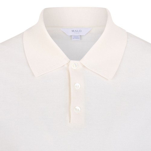 White Knitwear Polo Shirt