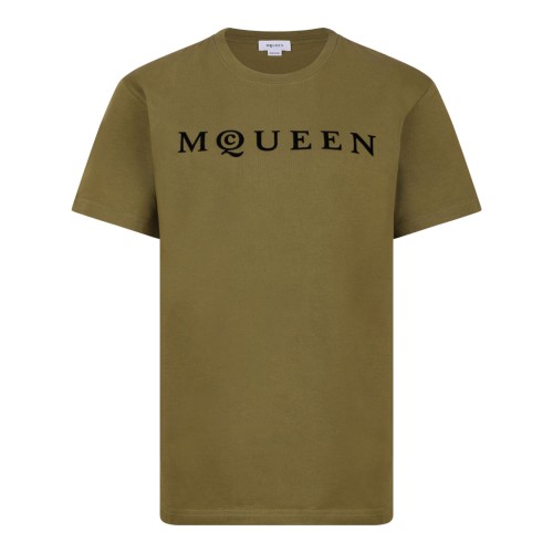 Olive and Black Logo Print T-Shirt.