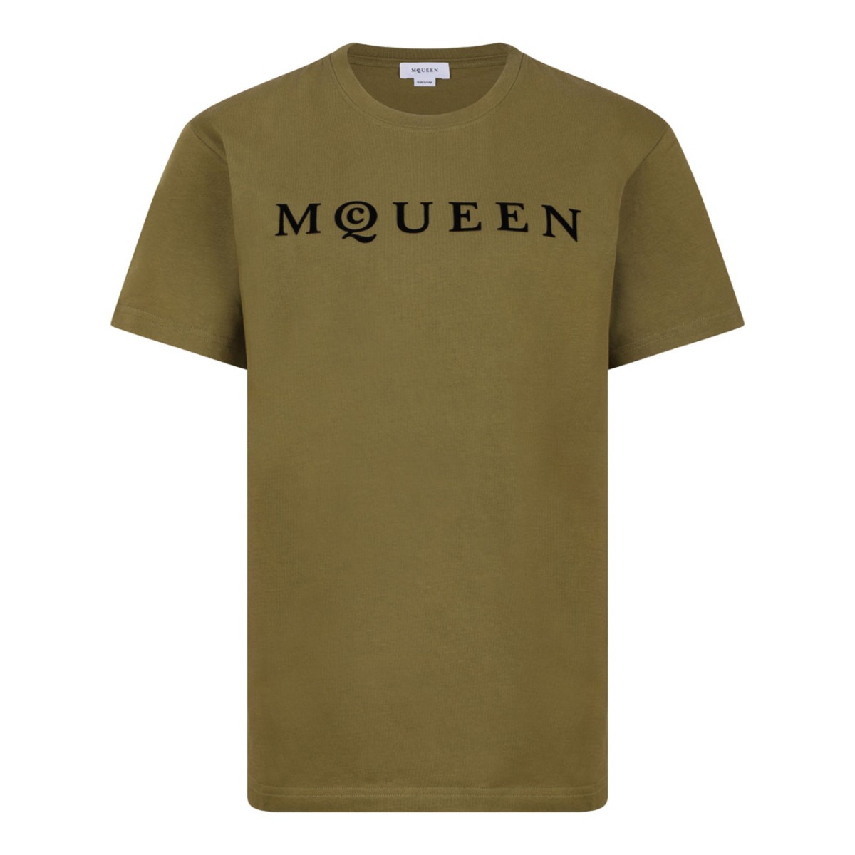Olive and Black Logo Print T-Shirt.