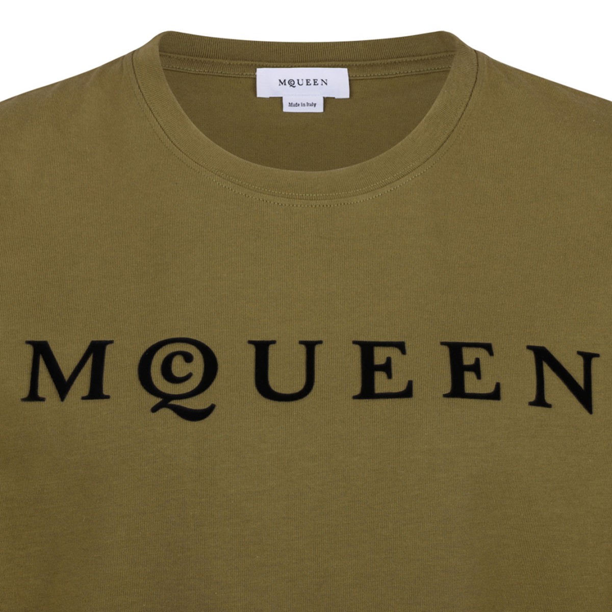 Olive and Black Logo Print T-Shirt.