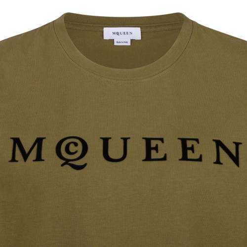 Olive and Black Logo Print T-Shirt.