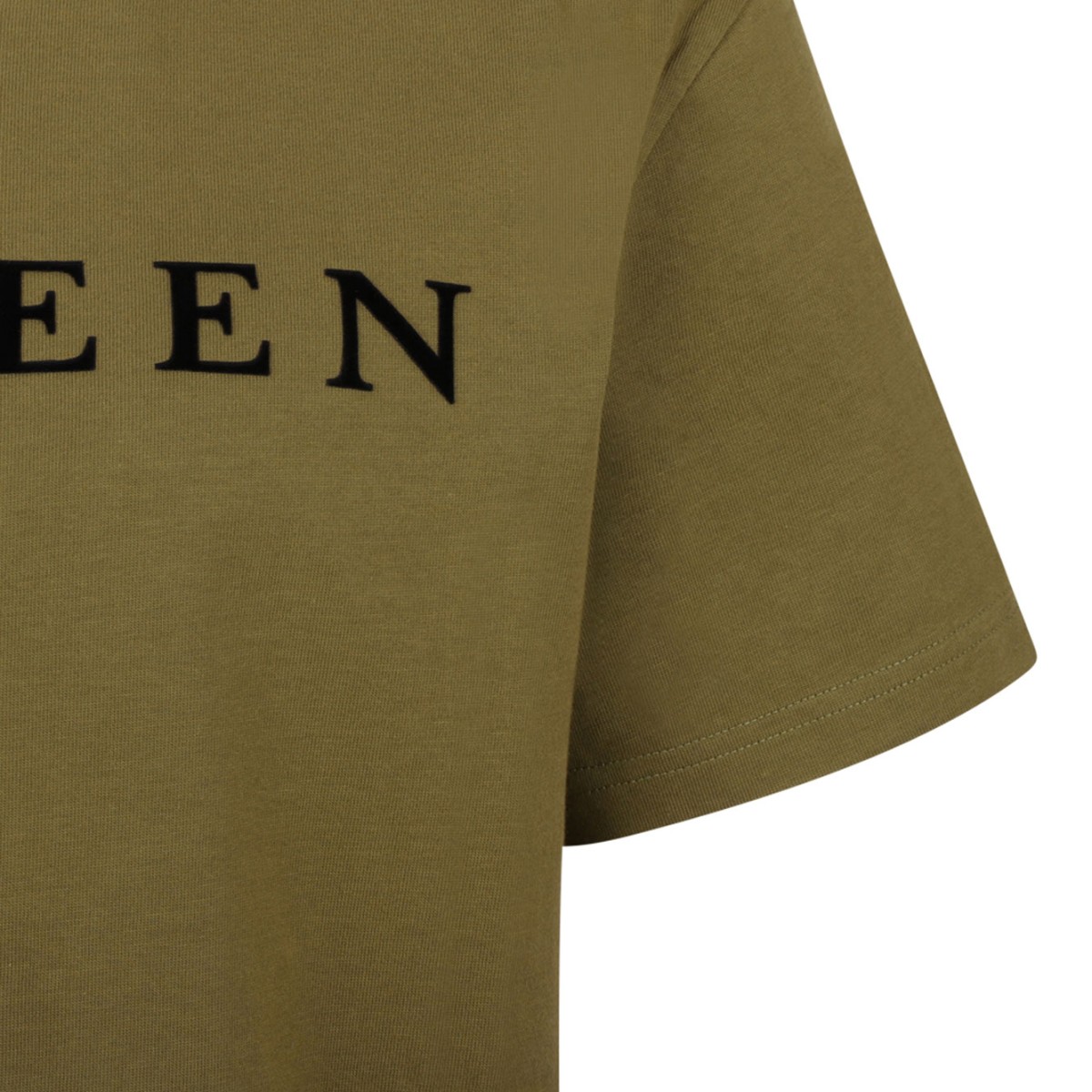 Olive and Black Logo Print T-Shirt.