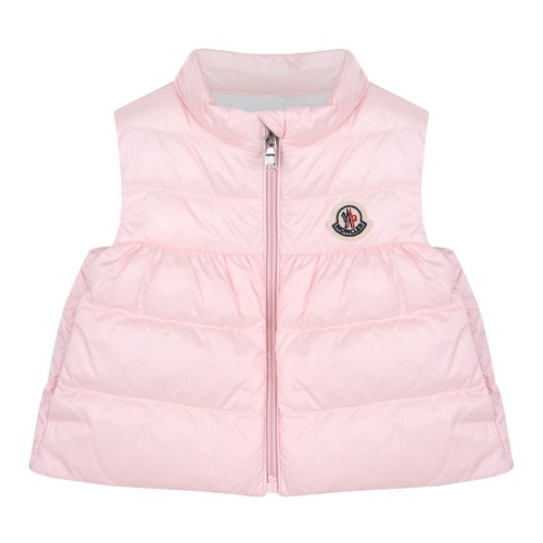 Pink Logo Padded Nylon Vest Jacket