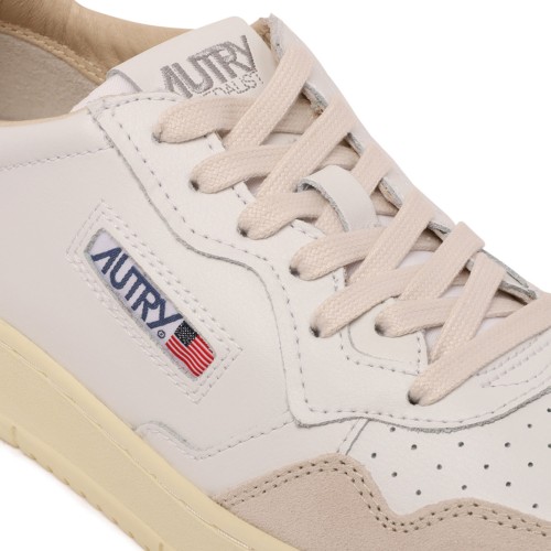 White and Red Logo Print Sneakers