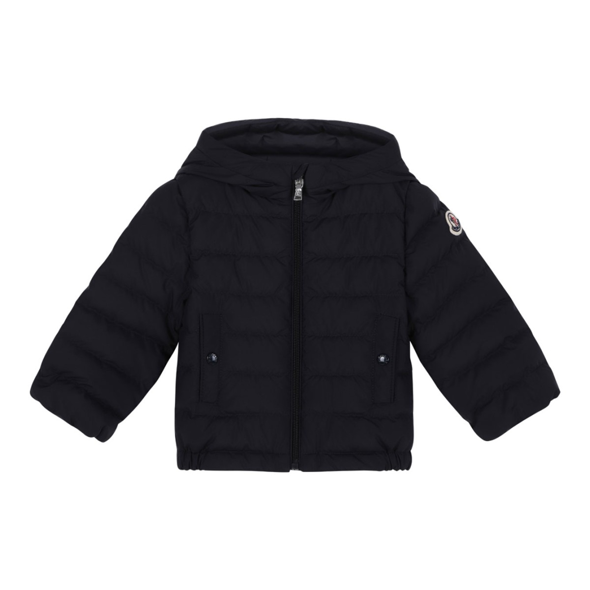 Dark Blue Down Jacket With Logo