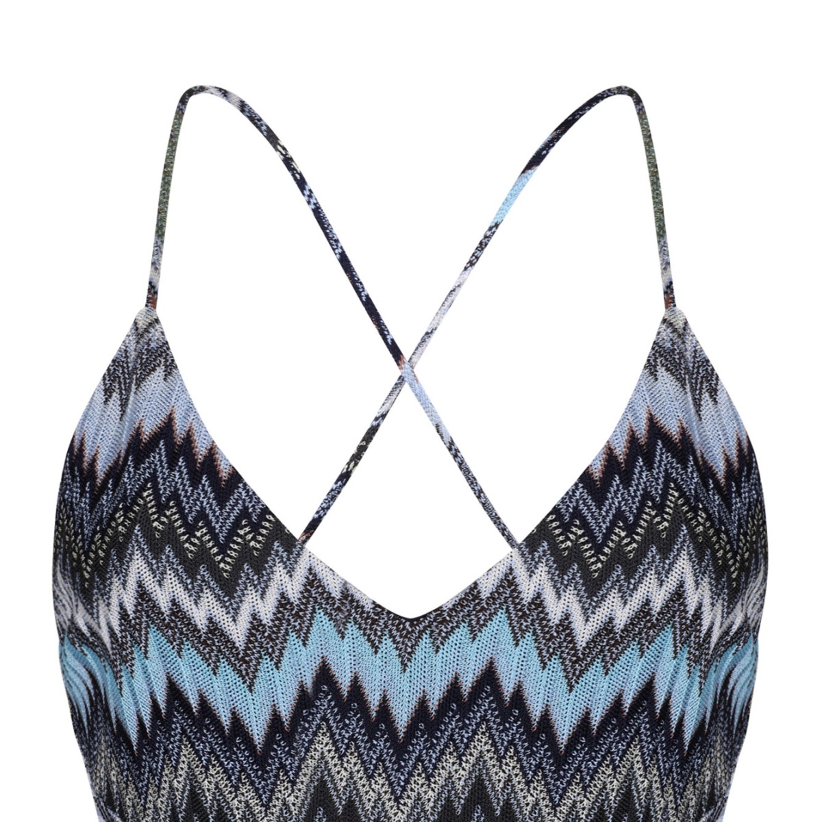 Green and Brown Long Dress with Crossed Shoulder Straps