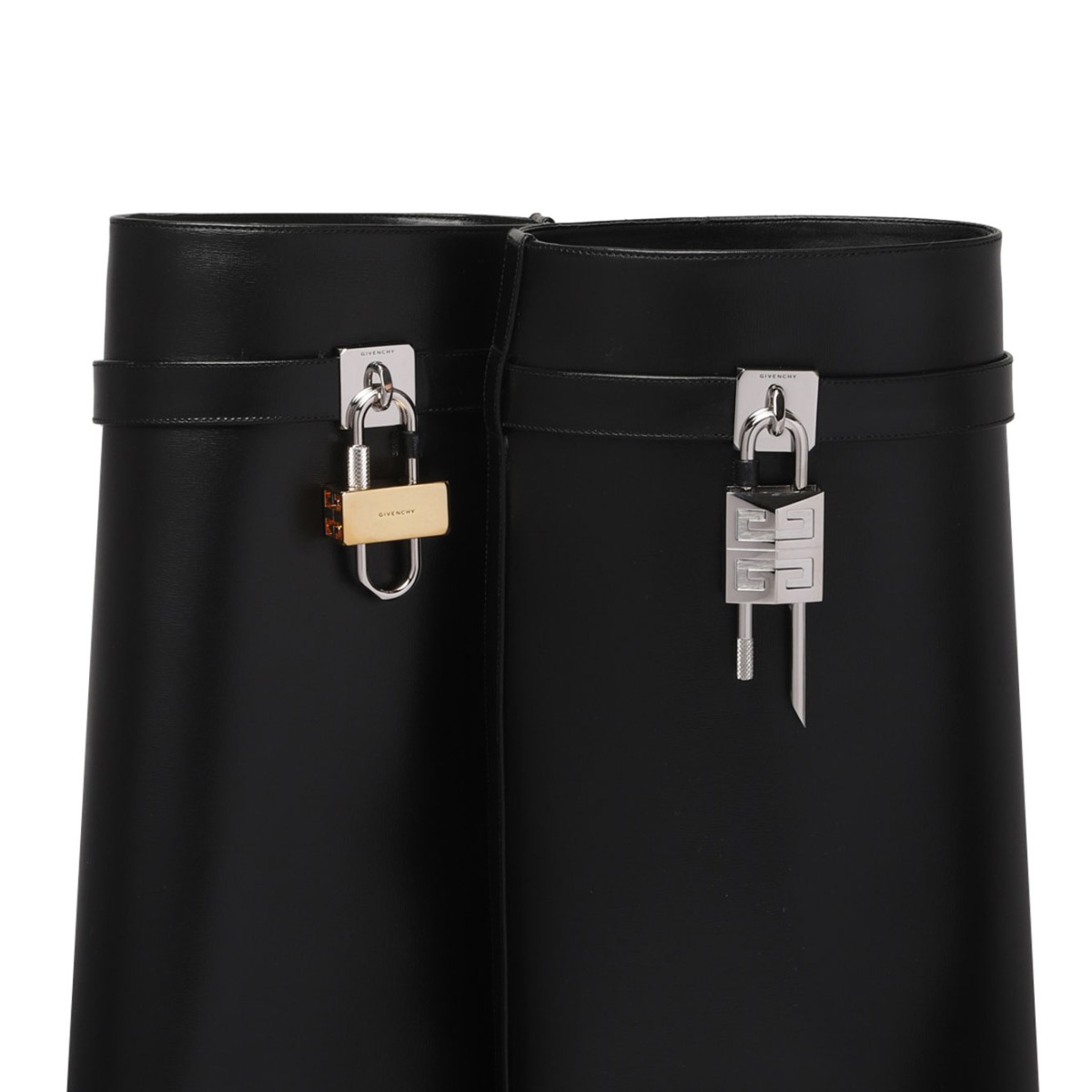 Black Shark Lock Leather Boots