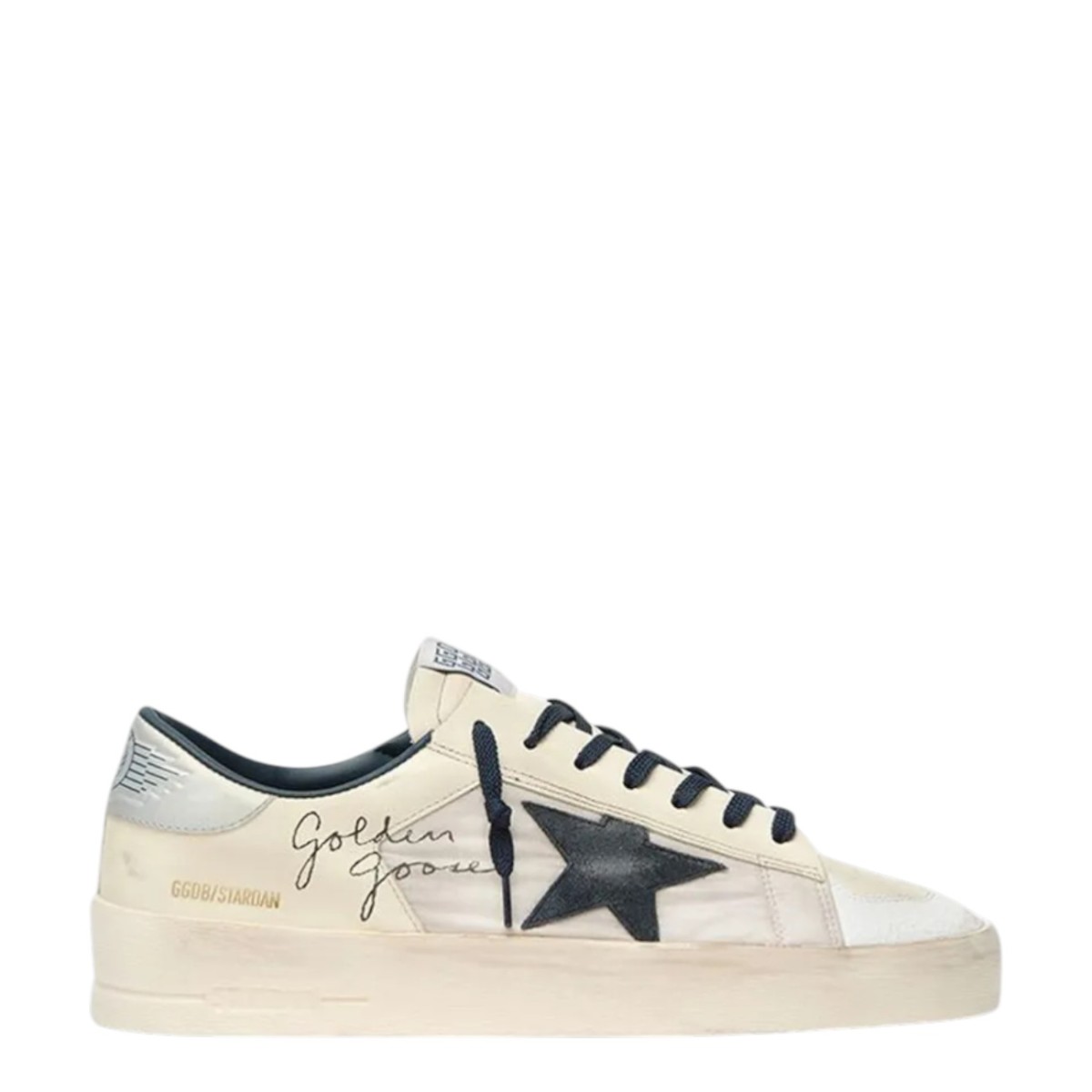 Stardan White and Navy Leather Sneakers