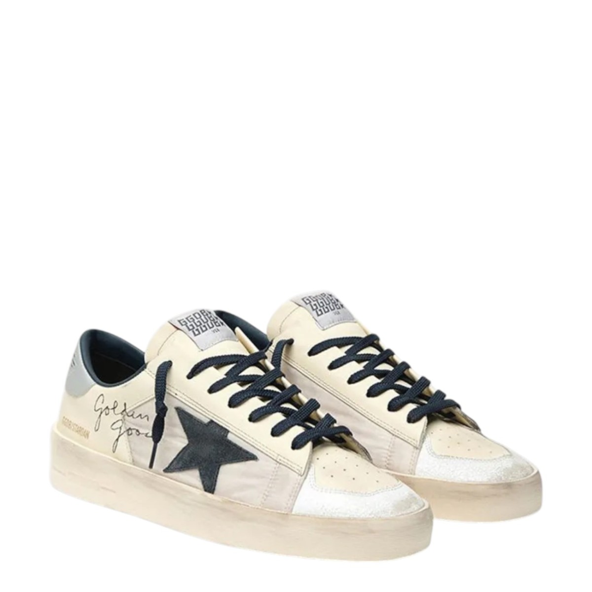 Stardan White and Navy Leather Sneakers