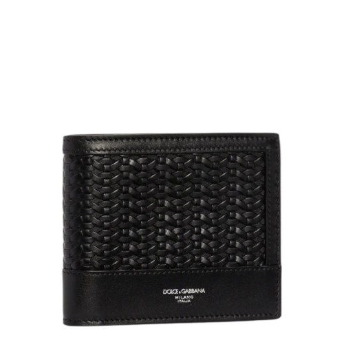 Black Woven Plonge Calfskin Wallet
