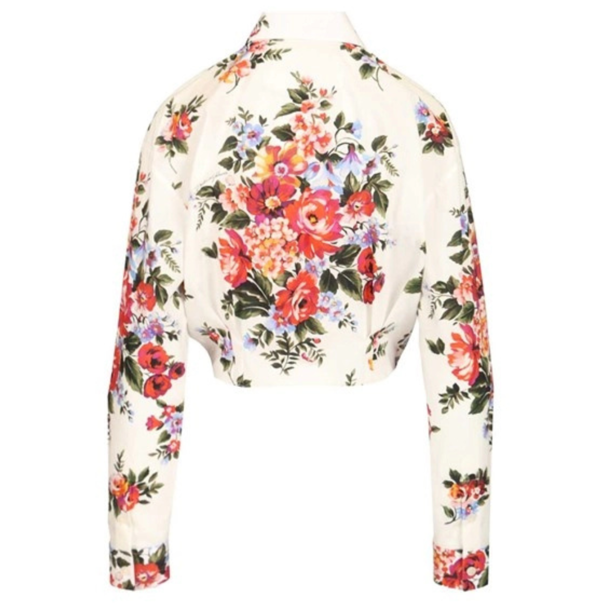 White Floral Cotton Tie-Front Shirt
