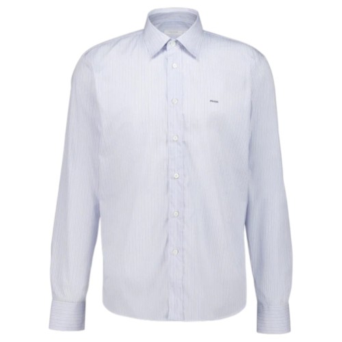 Sky Blue Cotton Shirt With Pearl Buttons