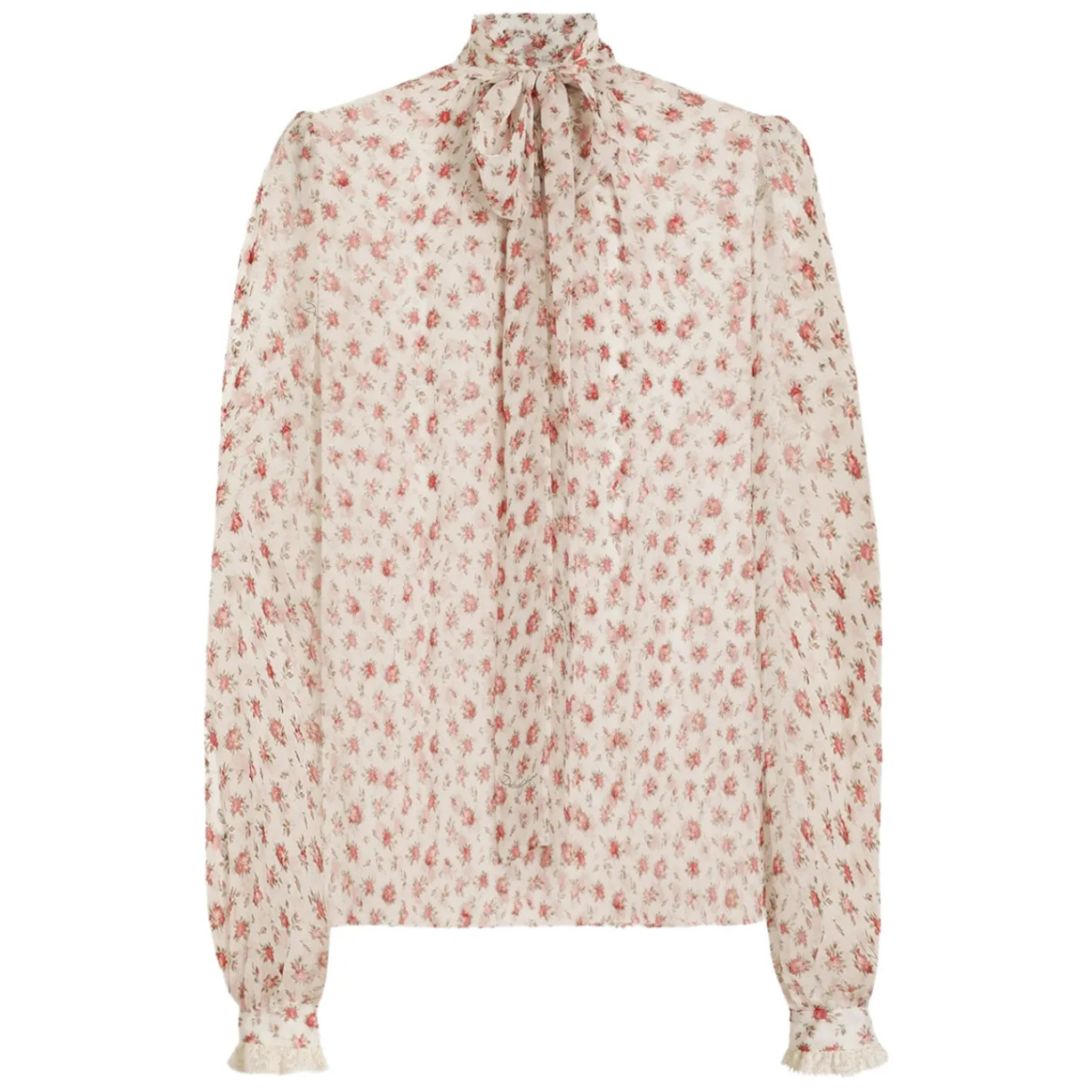 Rose-Print Chiffon Blouse