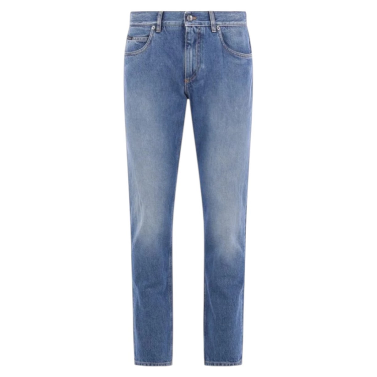 Blue Denim Jeans With Heraldic Embroidery