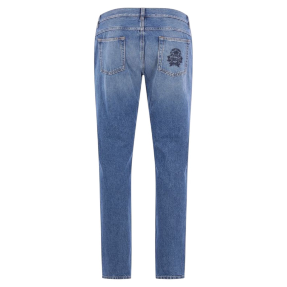 Blue Denim Jeans With Heraldic Embroidery