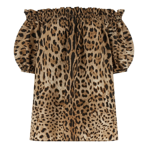 Leopard-Print Off-Shoulder Blouse