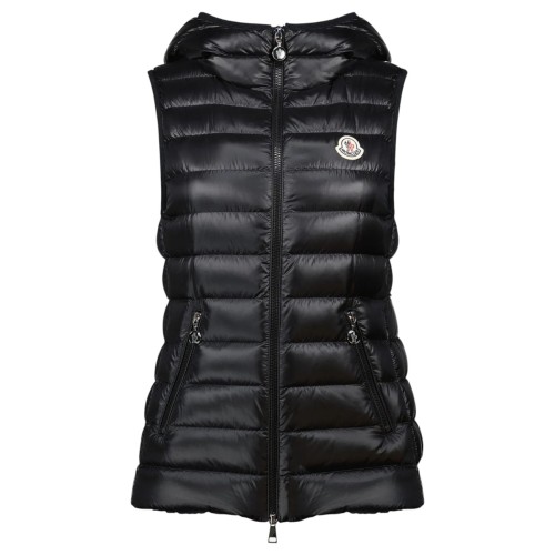 Black Glossy Hooded Down Gilet