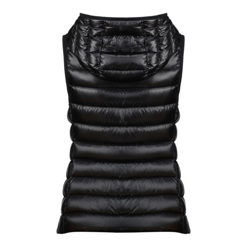Black Glossy Hooded Down Gilet