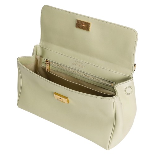 Light Sage Medium My Sicily Handbag In Calfskin