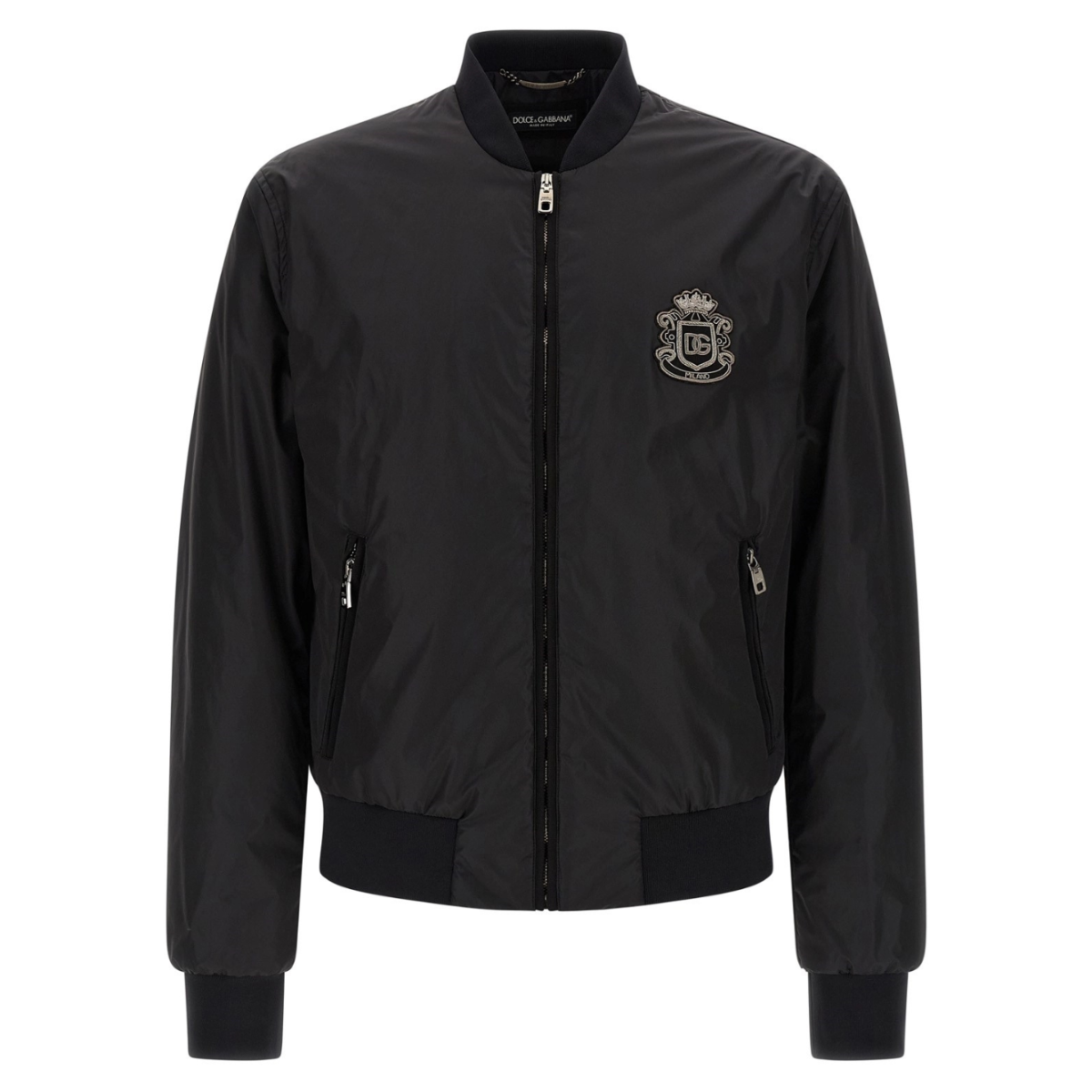 Black Bomber Jacket With DG Patch