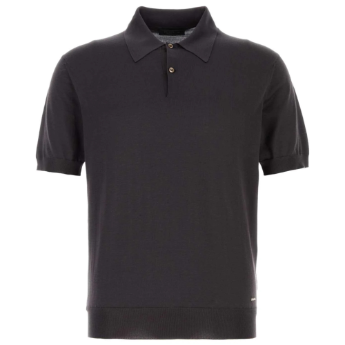 Dark Brown Silk Polo Shirt