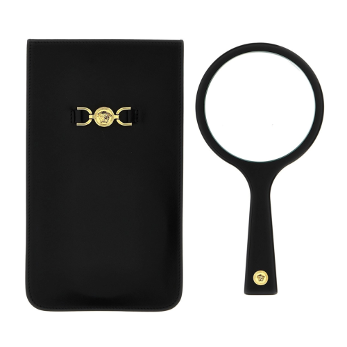 Medusa Black Hand Mirror With Leather Case