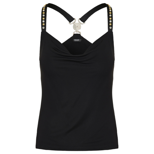 Black Studded Strap Top