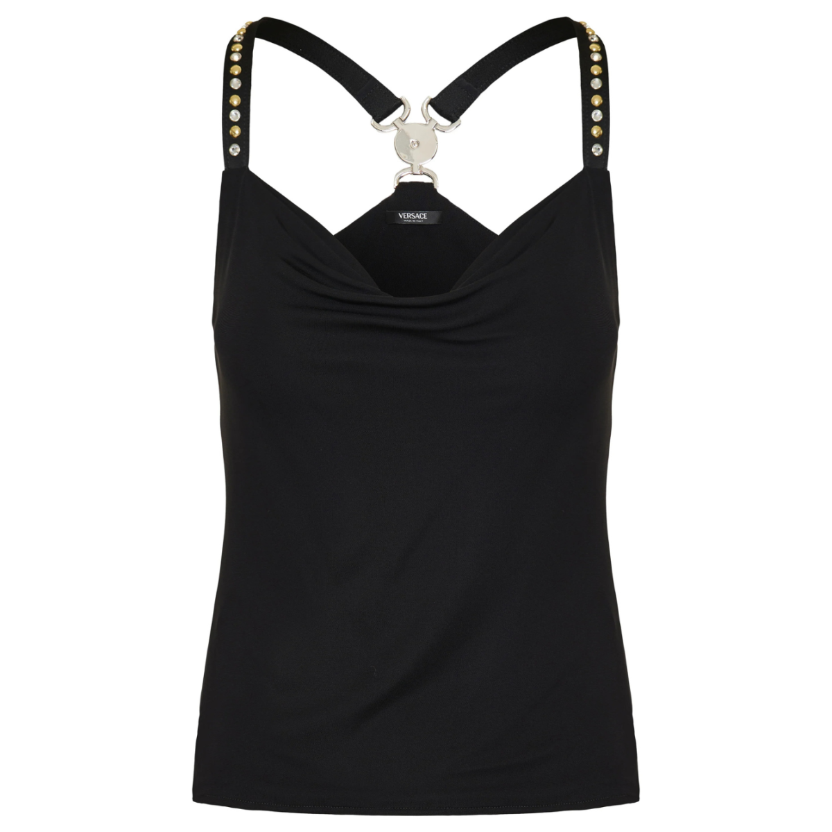 Black Studded Strap Top