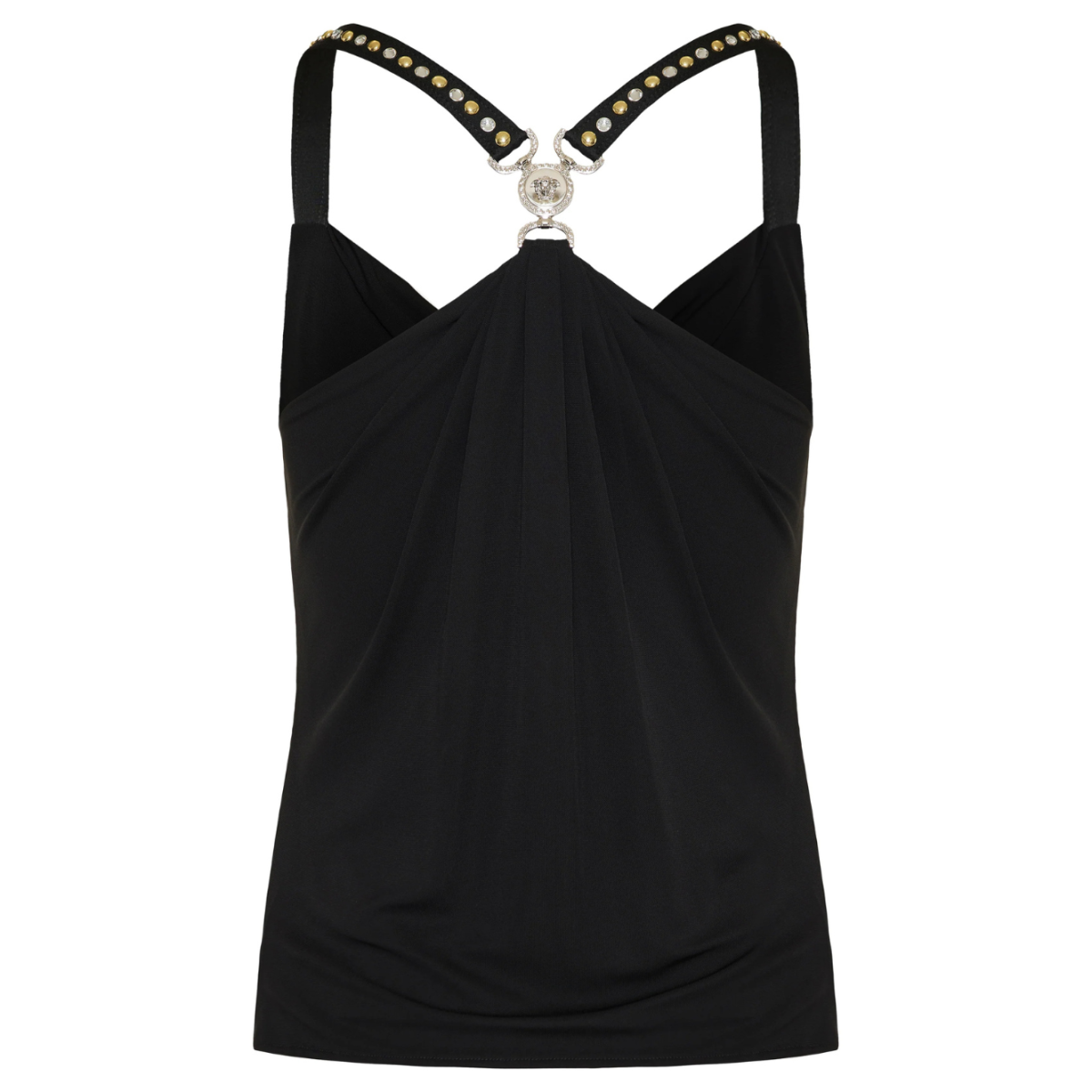 Black Studded Strap Top