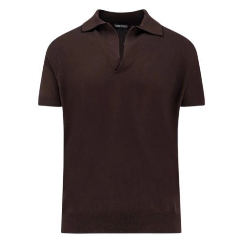 Chocolate Cotton and Silk Polo Shirt