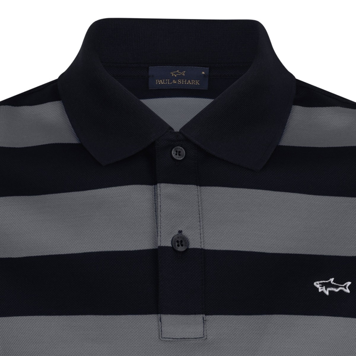 Black and Grey Striped Polo Shirt
