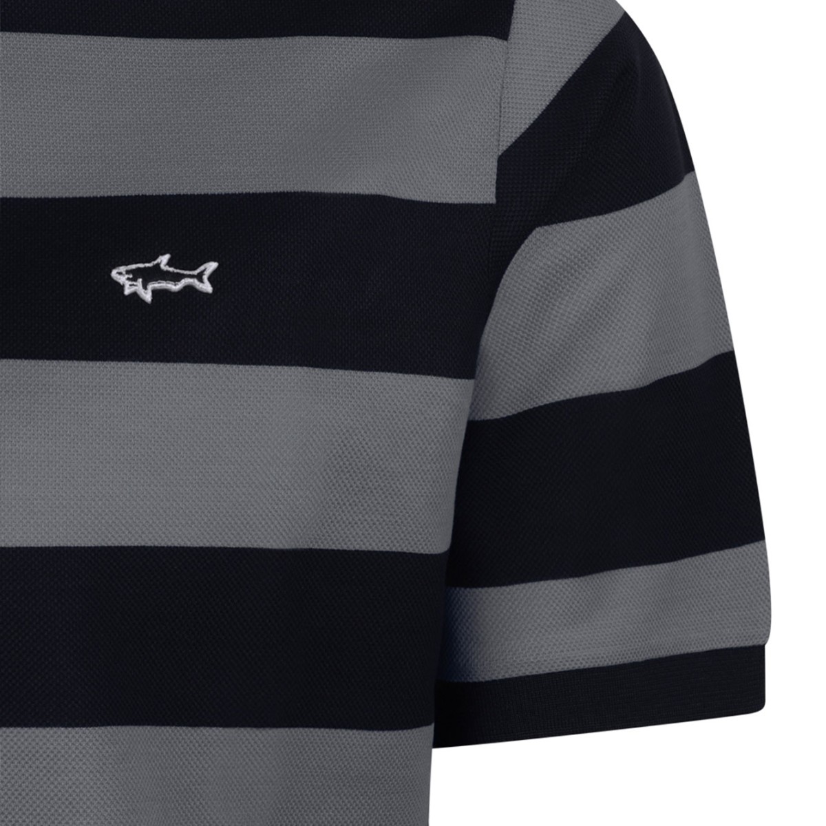 Black and Grey Striped Polo Shirt