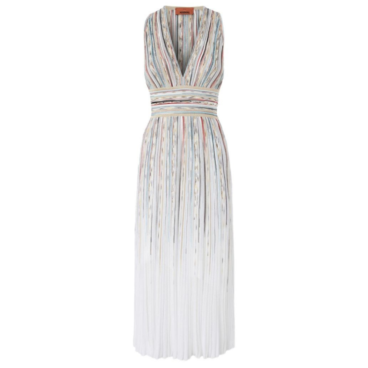 Multicolour Striped V-Neck Midi Dress