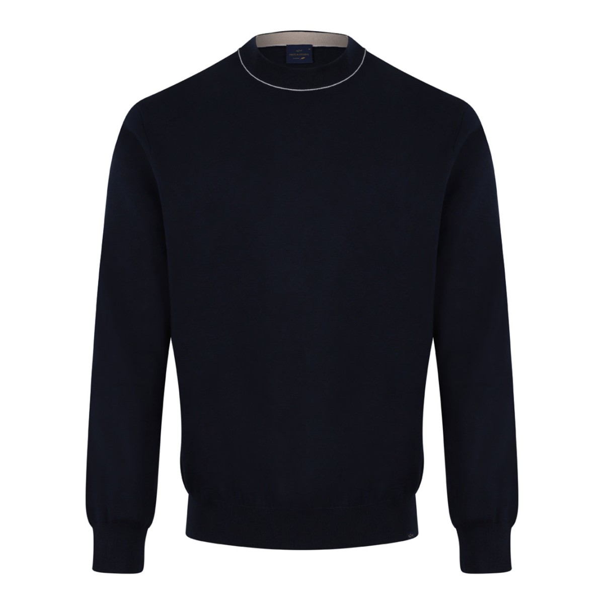 Blue Cotton Crew Neck Sweater