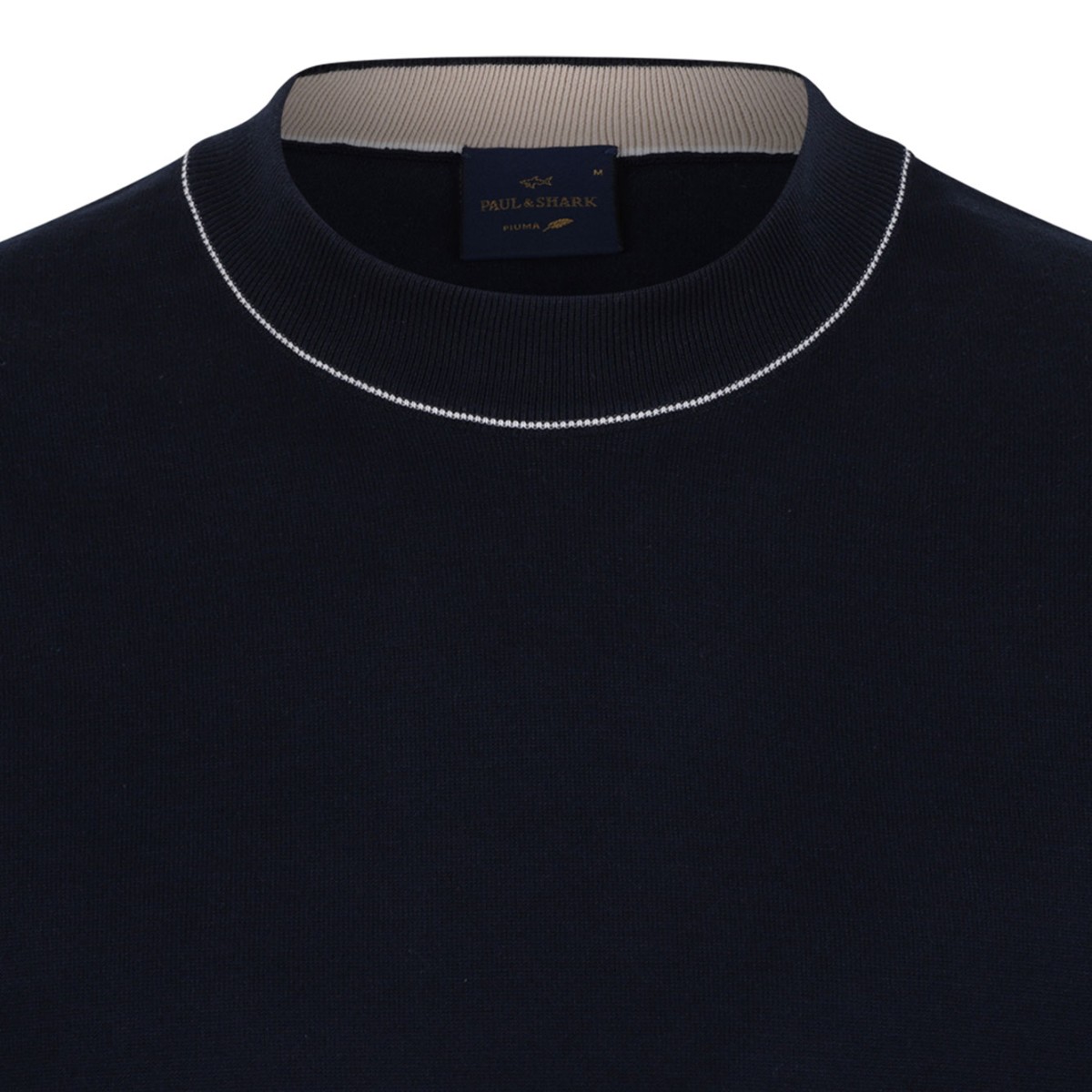 Blue Cotton Crew Neck Sweater