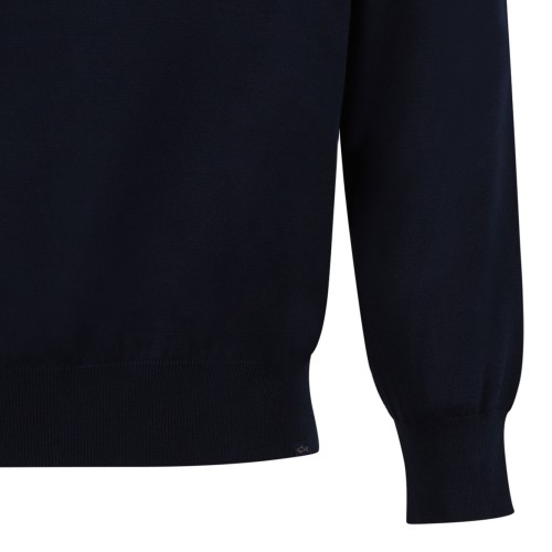 Blue Cotton Crew Neck Sweater