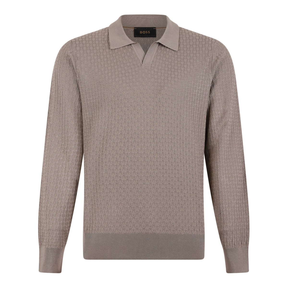 Dark Beige Silk Polo Shirt