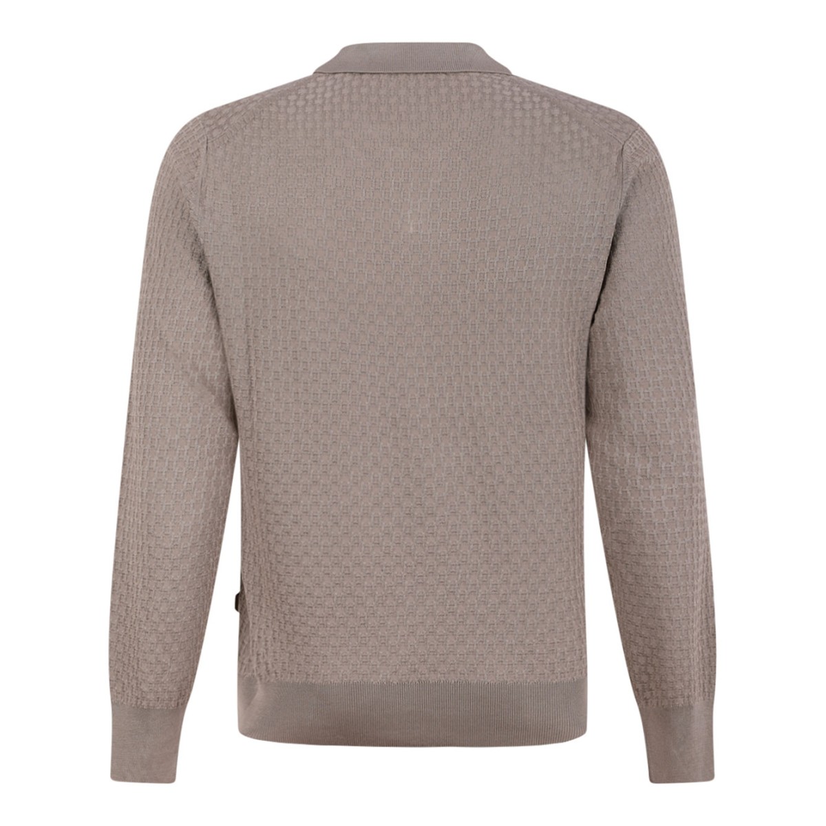 Dark Beige Silk Polo Shirt