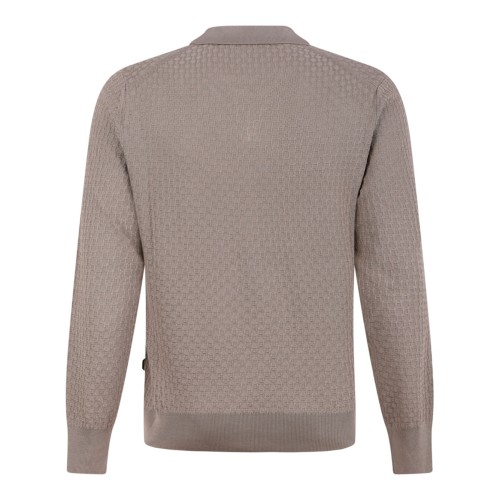 Dark Beige Silk Polo Shirt