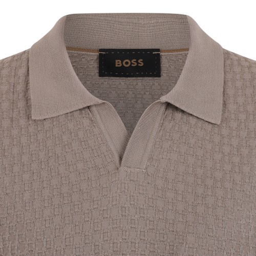 Dark Beige Silk Polo Shirt