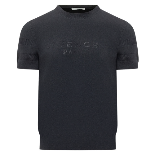 Dark Navy Mesh Panel Sweater