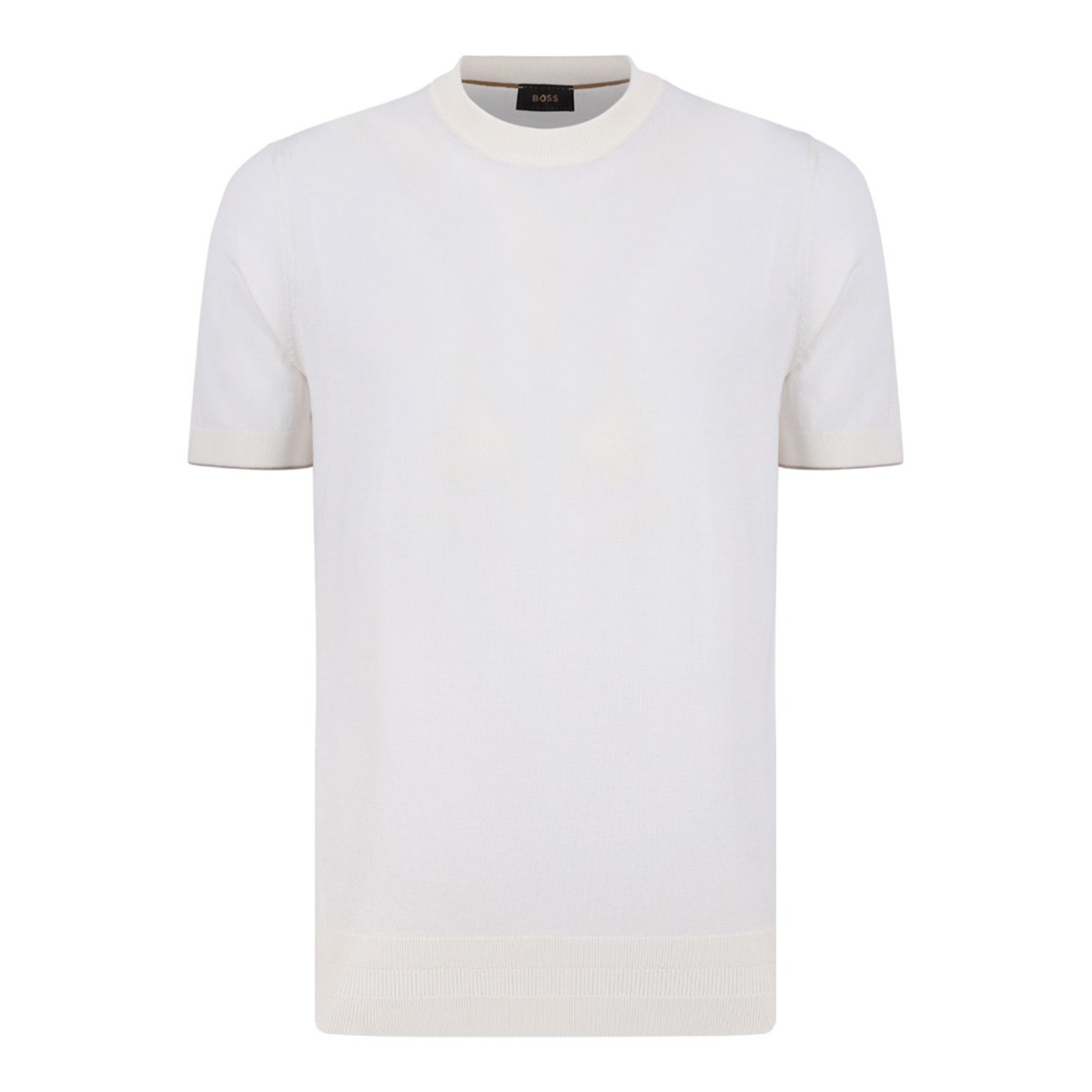 Open White Short-Sleeve Knit T-Shirt
