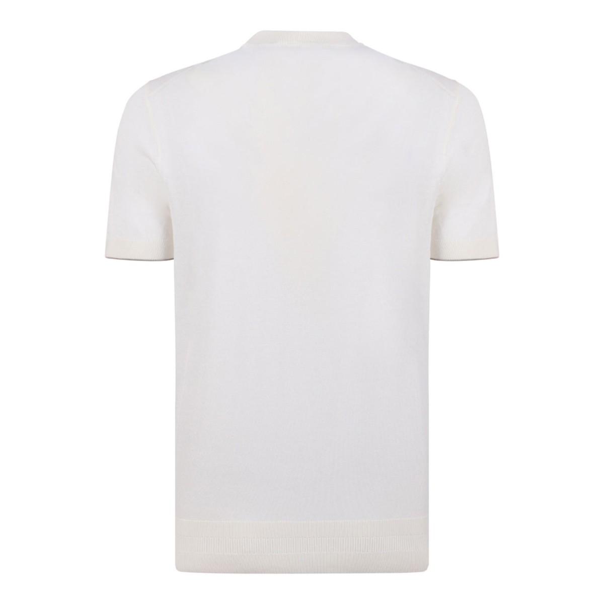 Open White Short-Sleeve Knit T-Shirt