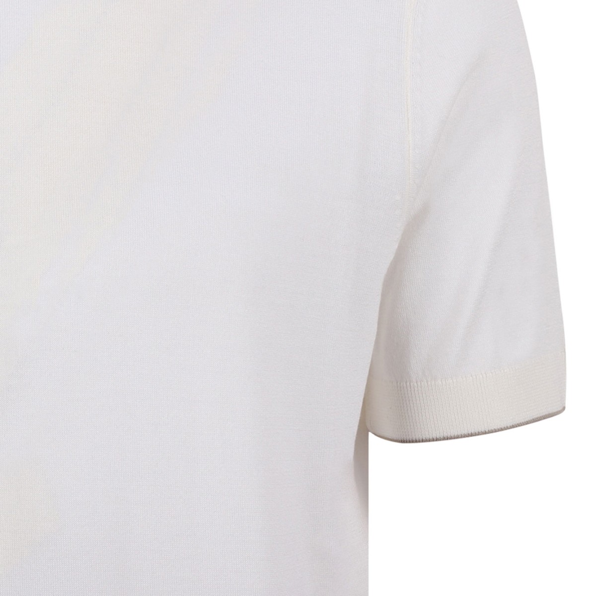 Open White Short-Sleeve Knit T-Shirt