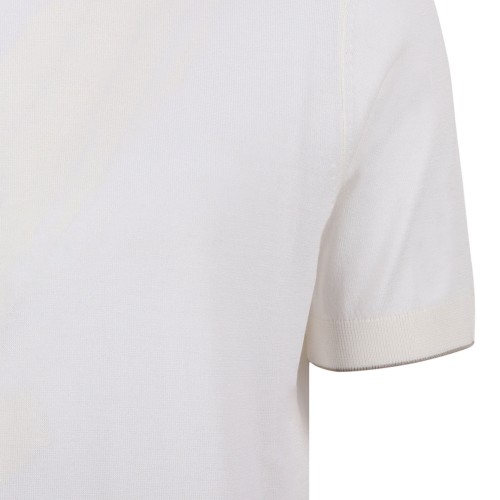 Open White Short-Sleeve Knit T-Shirt